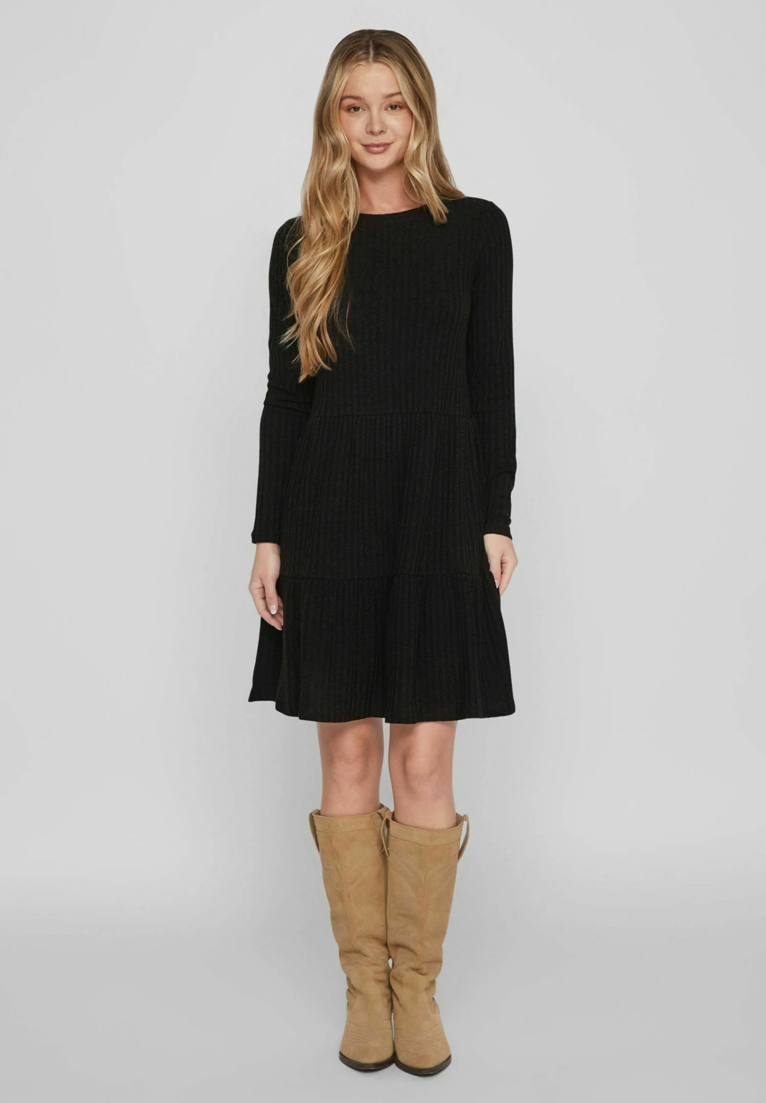 Vila Kurz Langärmeliges - Gebreide Jurk - Black 3 Vila Kurz Langärmeliges - Gebreide Jurk - Black