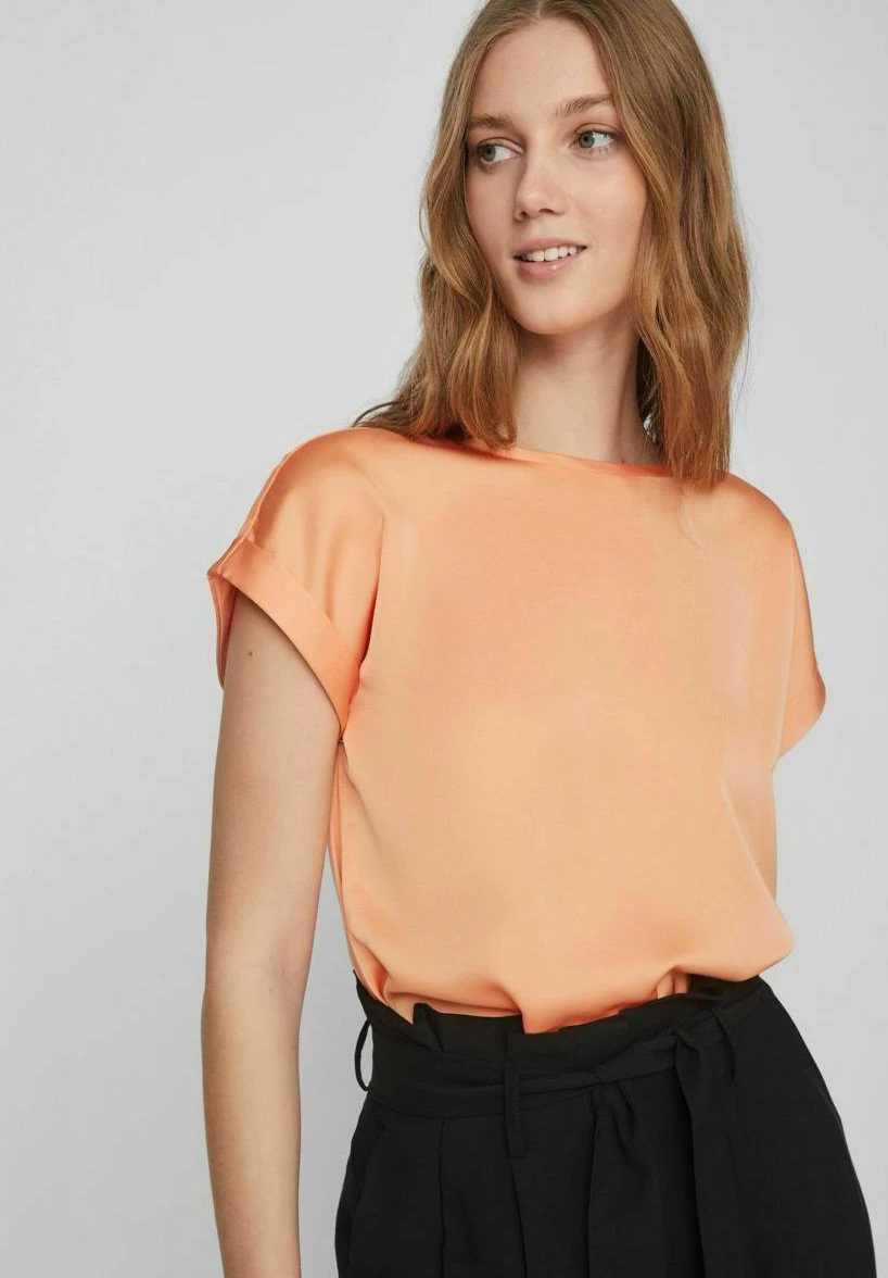 Vila Mit Kurzen Ärmeln Glänzendes - Blouse - Apricot Wash 6 Vila Mit Kurzen Ärmeln Glänzendes - Blouse - Apricot Wash - Afbeelding 4