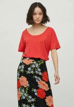 Vila Mit Kurzen Ärmeln U-Ausschnitt - T-Shirt Basic - Flame Scarlet