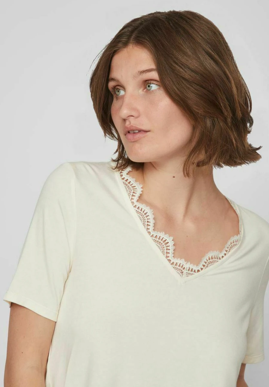 Vila Mit Kurzen Ärmeln V-Ausschnitt - T-Shirt Print - Birch 6 Vila Mit Kurzen Ärmeln V-Ausschnitt - T-Shirt Print - Birch - Afbeelding 4