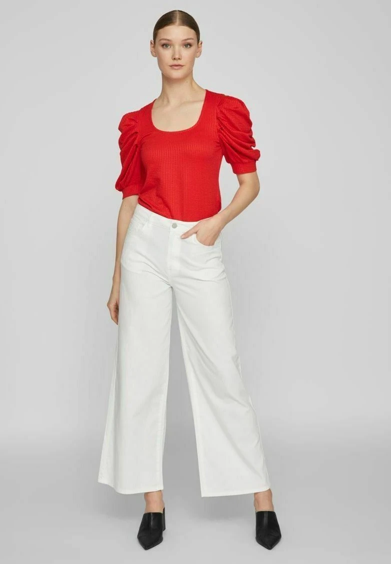 Vila Mit Kurzen Ärmeln Detailreiches - T-Shirt Print - Flame Scarlet 4 Vila Mit Kurzen Ärmeln Detailreiches - T-Shirt Print - Flame Scarlet - Afbeelding 2