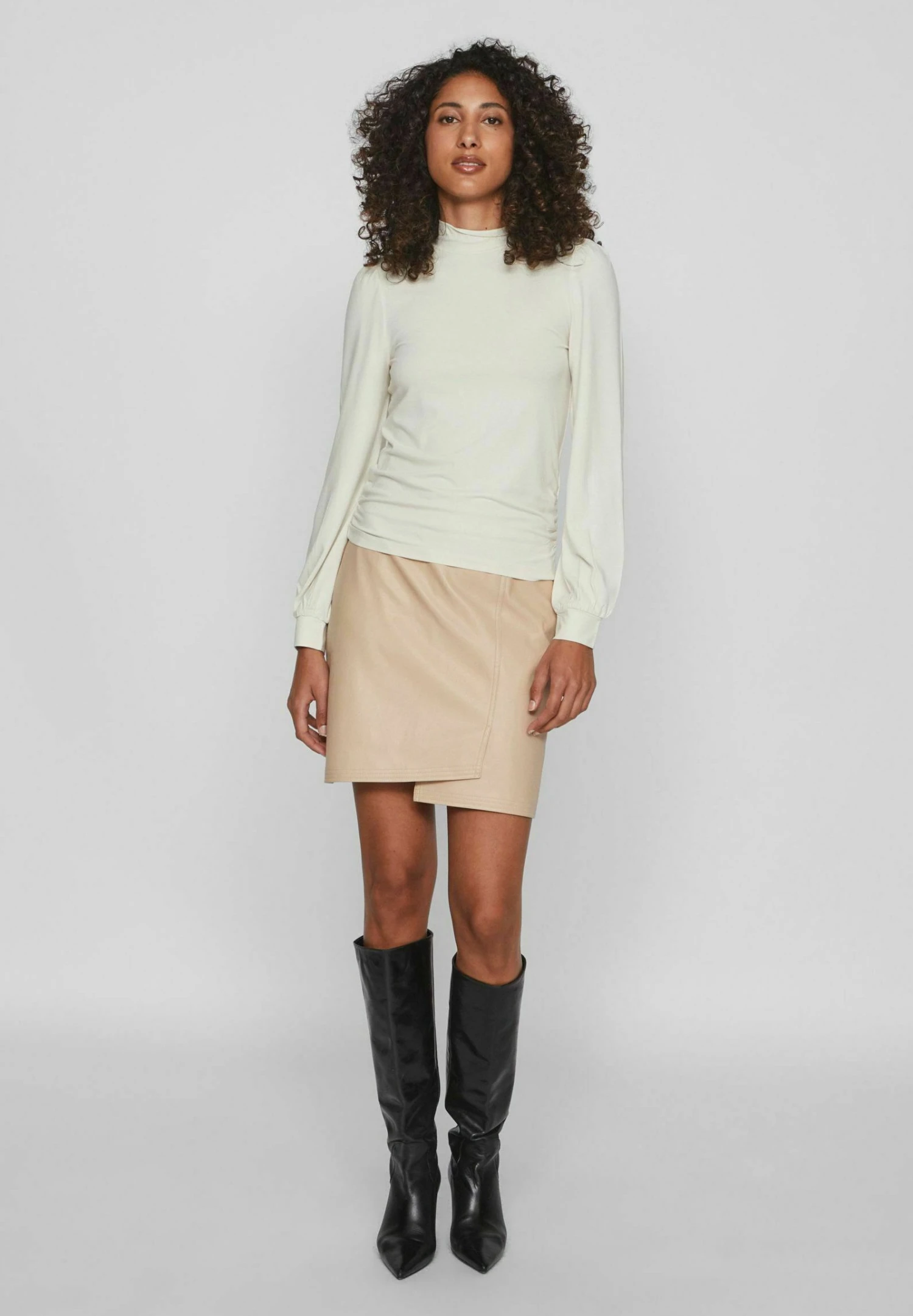 Vila Mit Langen Ärmeln High Neck - Longsleeve - White Sand 4 Vila Mit Langen Ärmeln High Neck - Longsleeve - White Sand - Afbeelding 2