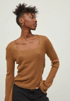 Vila Vipopsa Squareneck L/S - Longsleeve - Toasted Coconut