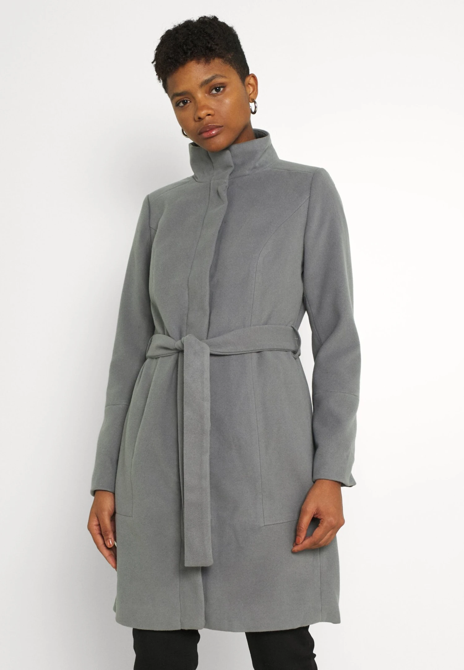 Vila Vipoku High Neck Coat - Mantel - Mottled Grey 3 Vila Vipoku High Neck Coat - Mantel - Mottled Grey