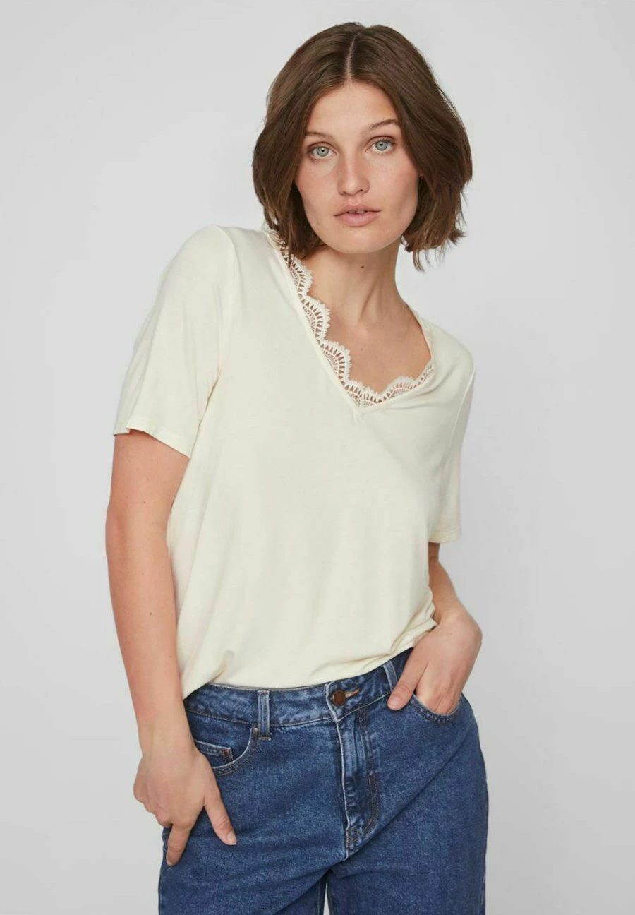 Vila Mit Kurzen Ärmeln V-Ausschnitt - T-Shirt Print - Birch 7 Vila Mit Kurzen Ärmeln V-Ausschnitt - T-Shirt Print - Birch - Afbeelding 5