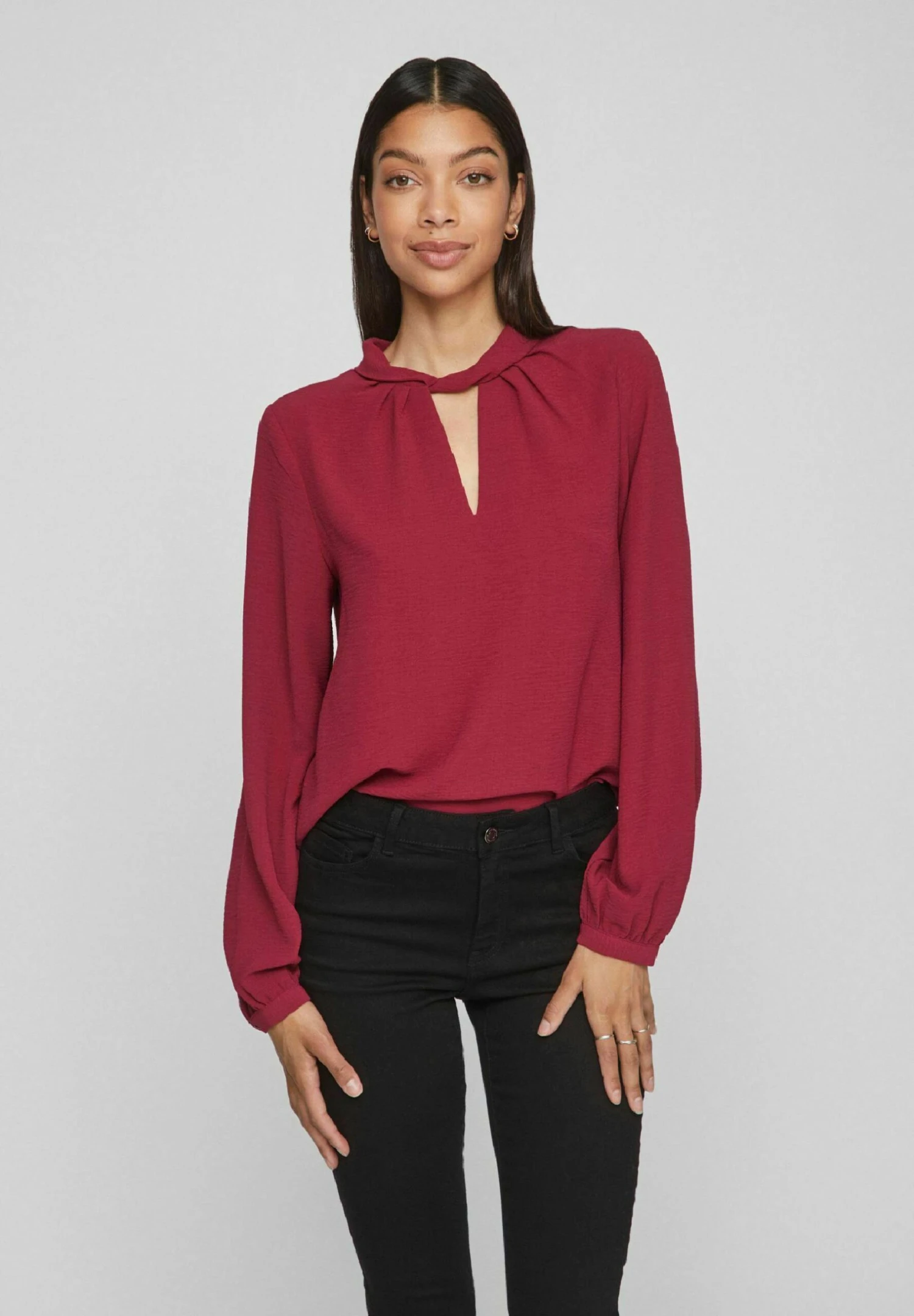 Vila Mit Langen Ärmeln - Blouse - Beet Red 3 Vila Mit Langen Ärmeln - Blouse - Beet Red