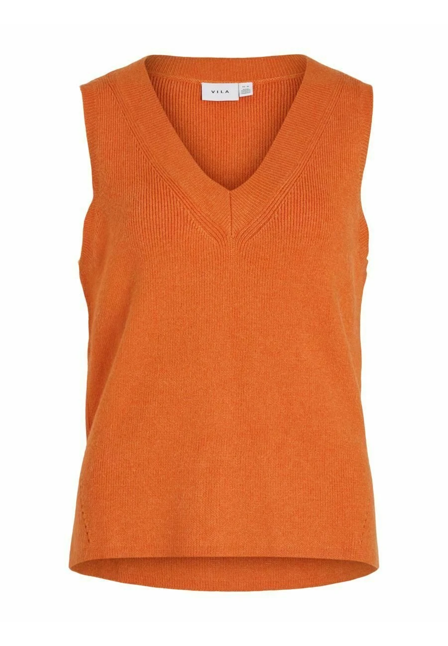 Vila Viril V-Neck- Top - Burnt Orange 8 Vila Viril V-Neck- Top - Burnt Orange - Afbeelding 6