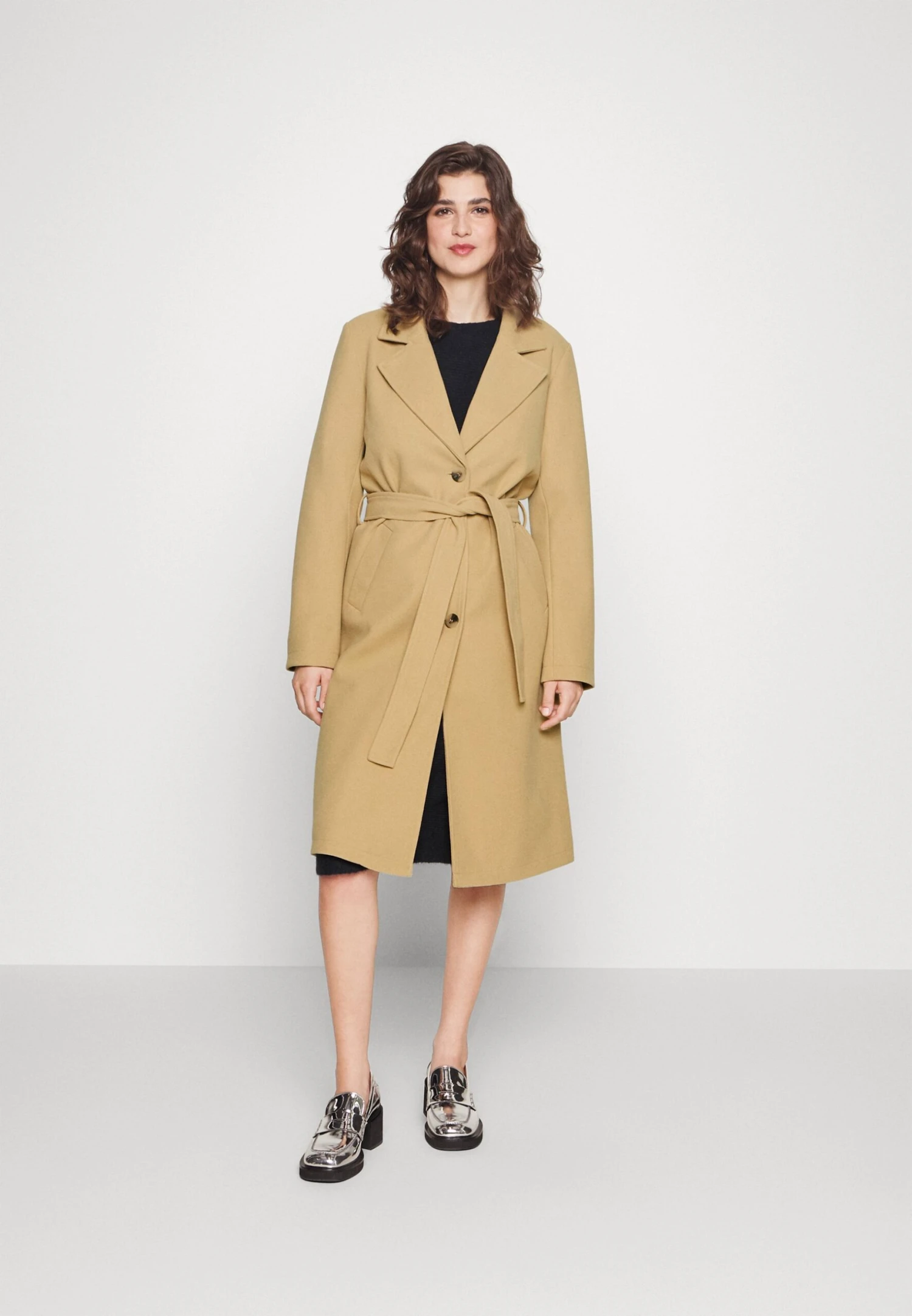 Vila Vipoko Long Belt Coat - Mantel - Sesame 3 Vila Vipoko Long Belt Coat - Mantel - Sesame