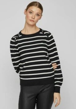Vila Gestreifter - Trui - Black