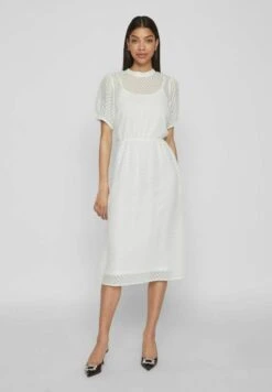 Vila Kurzärmeliges - Jurk - Cloud Dancer