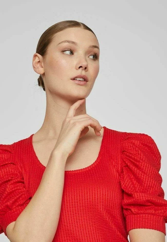 Vila Mit Kurzen Ärmeln Detailreiches - T-Shirt Print - Flame Scarlet 7 Vila Mit Kurzen Ärmeln Detailreiches - T-Shirt Print - Flame Scarlet - Afbeelding 5