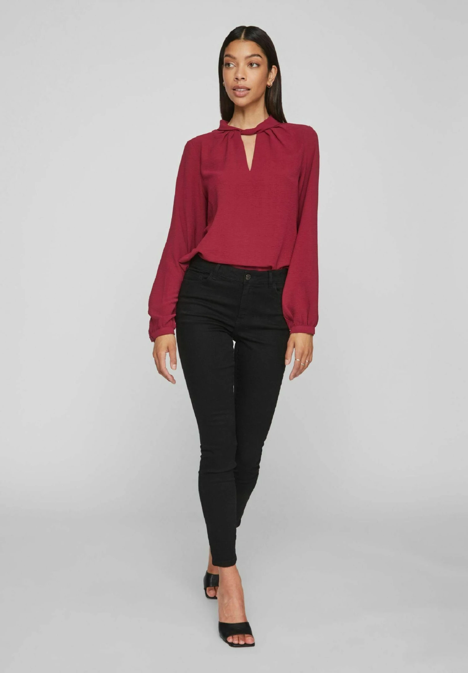 Vila Mit Langen Ärmeln - Blouse - Beet Red 4 Vila Mit Langen Ärmeln - Blouse - Beet Red - Afbeelding 2