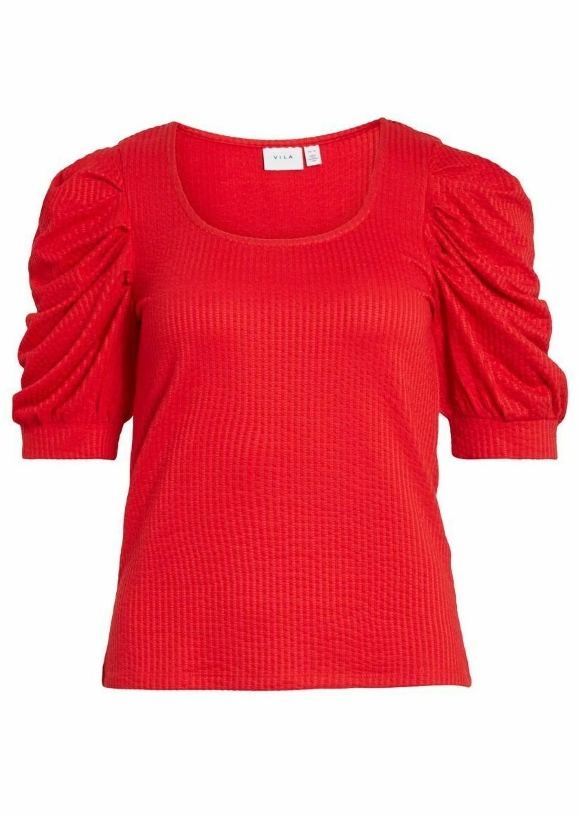 Vila Mit Kurzen Ärmeln Detailreiches - T-Shirt Print - Flame Scarlet 8 Vila Mit Kurzen Ärmeln Detailreiches - T-Shirt Print - Flame Scarlet - Afbeelding 6