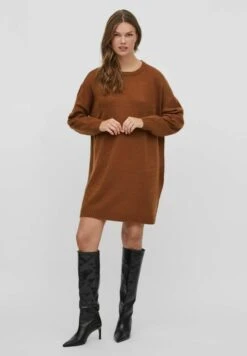 Vila Langärmeliges - Gebreide Jurk - Toffee