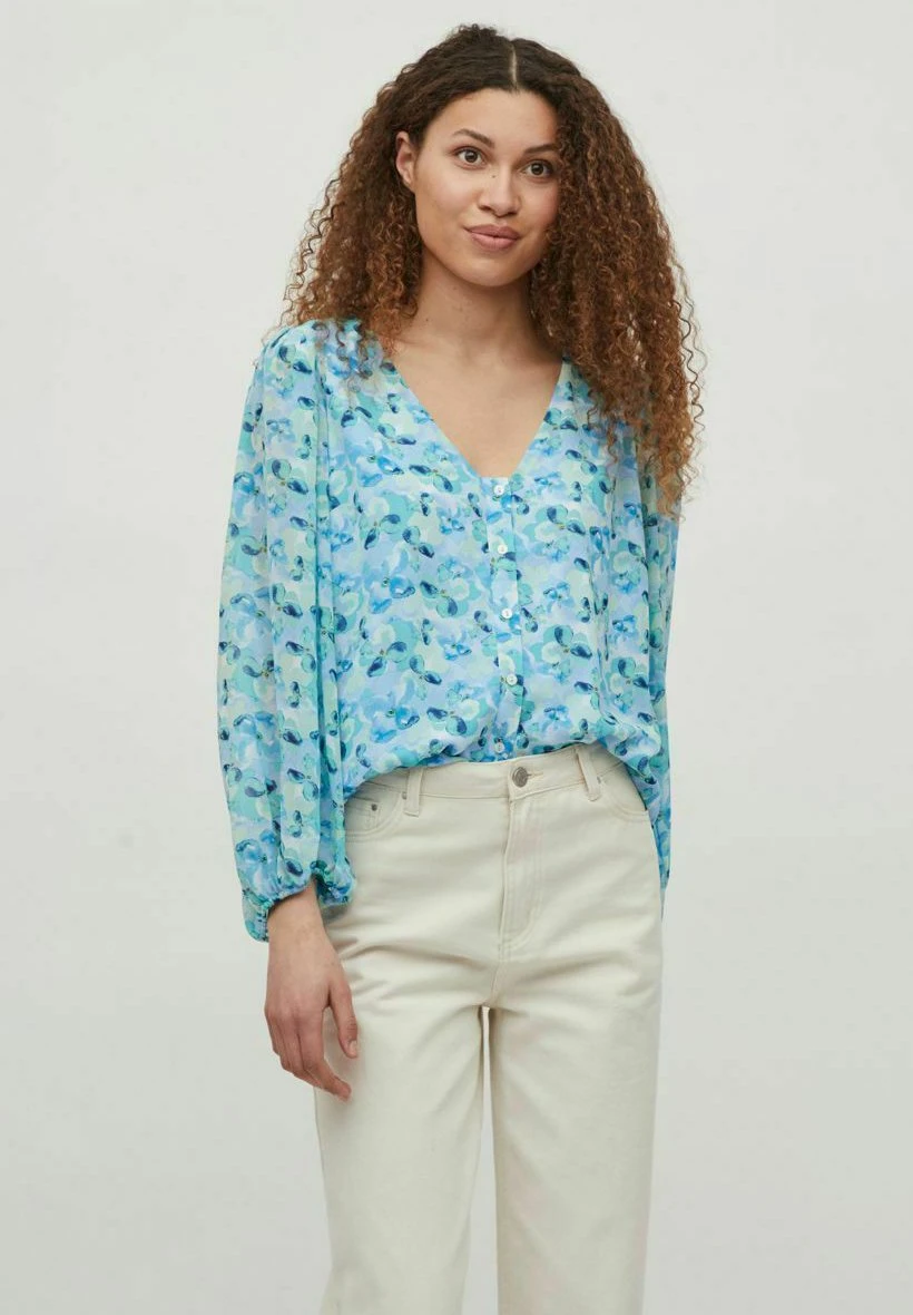 Vila Mit 3/4-Ärmeln- Blouse - Horizon Blue 3 Vila Mit 3/4-Ärmeln- Blouse - Horizon Blue