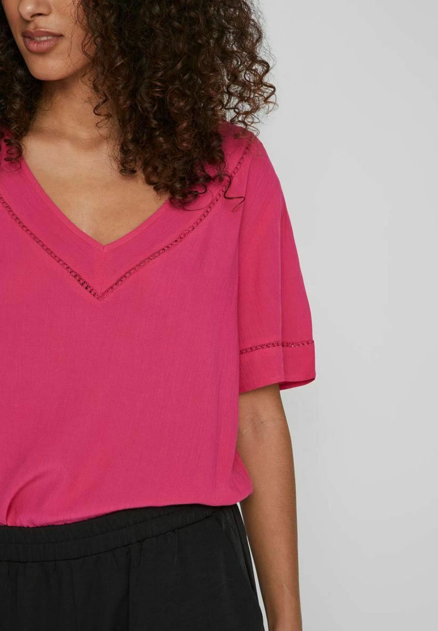 Vila Mit V-Ausschnitt Kurzärmeliges - T-Shirt Basic - Pink Yarrow 6 Vila Mit V-Ausschnitt Kurzärmeliges - T-Shirt Basic - Pink Yarrow - Afbeelding 4