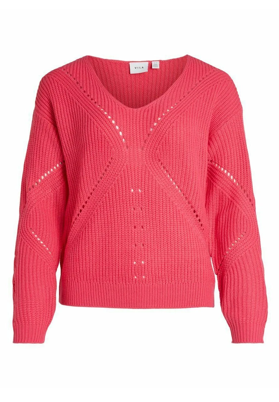 Vila V Ausschnitt - Trui - Fandango Pink 3 Vila V Ausschnitt - Trui - Fandango Pink