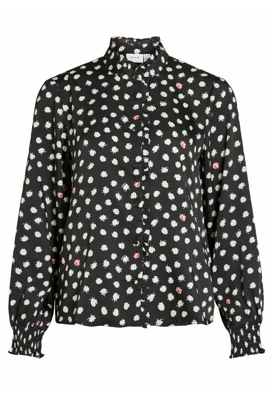 Vila Langarm High Neck - Overhemdblouse - Black/Tan 7 Vila Langarm High Neck - Overhemdblouse - Black/Tan - Afbeelding 5