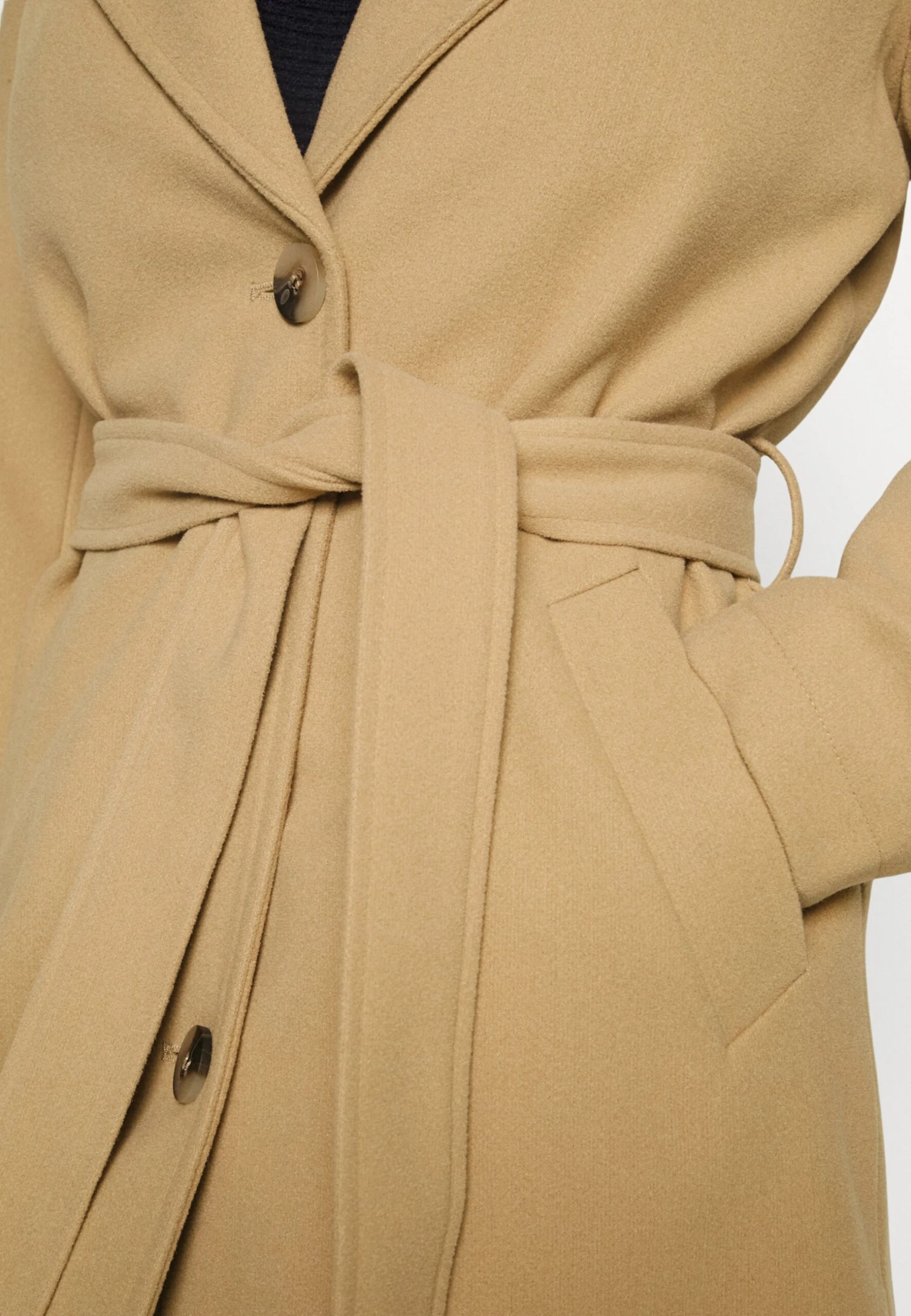 Vila Vipoko Long Belt Coat - Mantel - Sesame 7 Vila Vipoko Long Belt Coat - Mantel - Sesame - Afbeelding 5