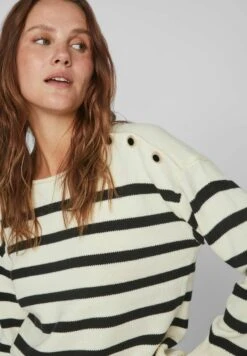 Vila Gestreifter - Trui - Cloud Dancer -Vila bb97cf1aa9a84b33bb17545ba2f573ab