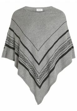 Vila Gemusterter - Poncho - Medium Grey Melange -Vila bded666d1b64452fa358779ea2940644