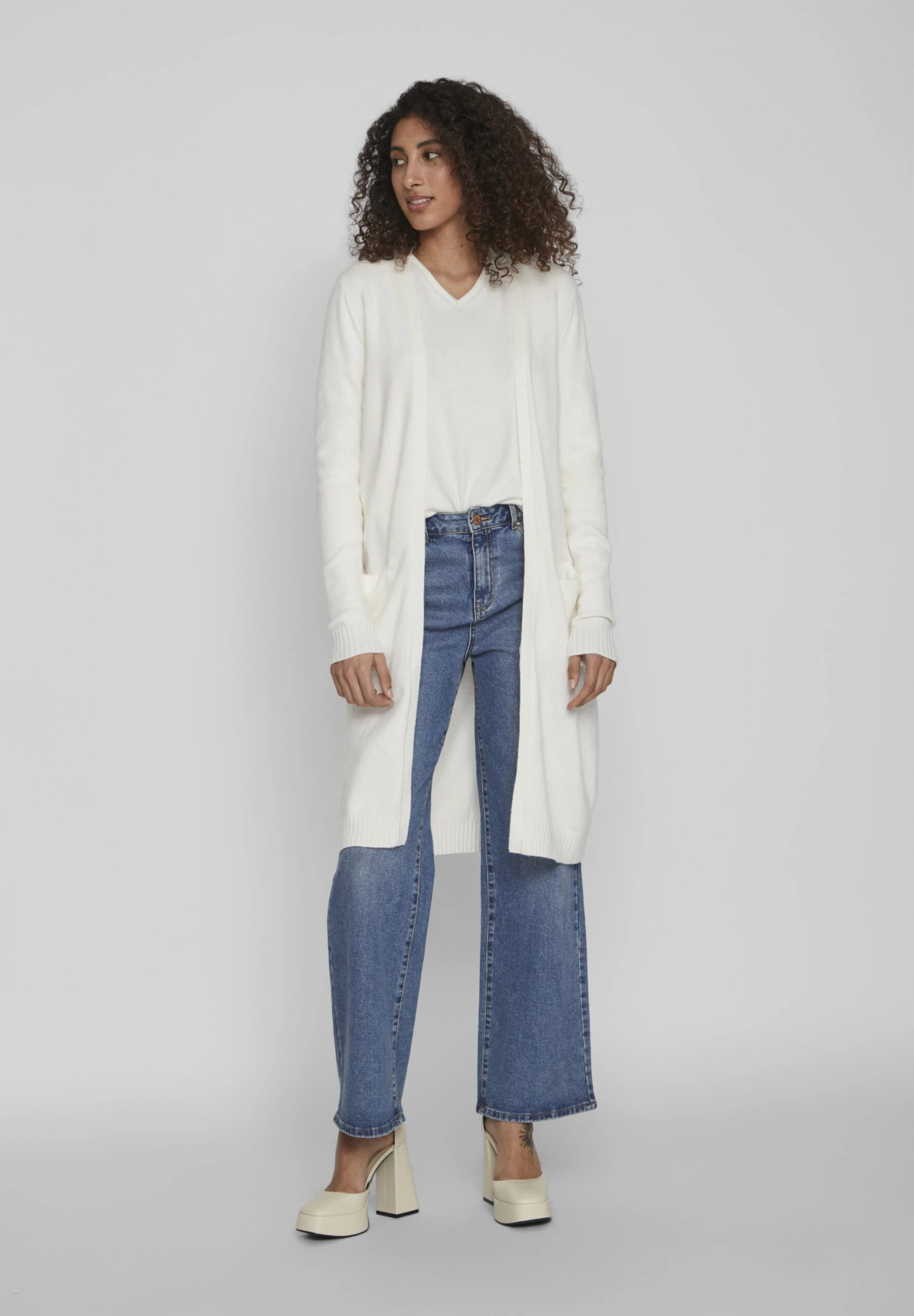 Vila Viril Long Cardigan - Vest - White Alyssum 4 Vila Viril Long Cardigan - Vest - White Alyssum - Afbeelding 2