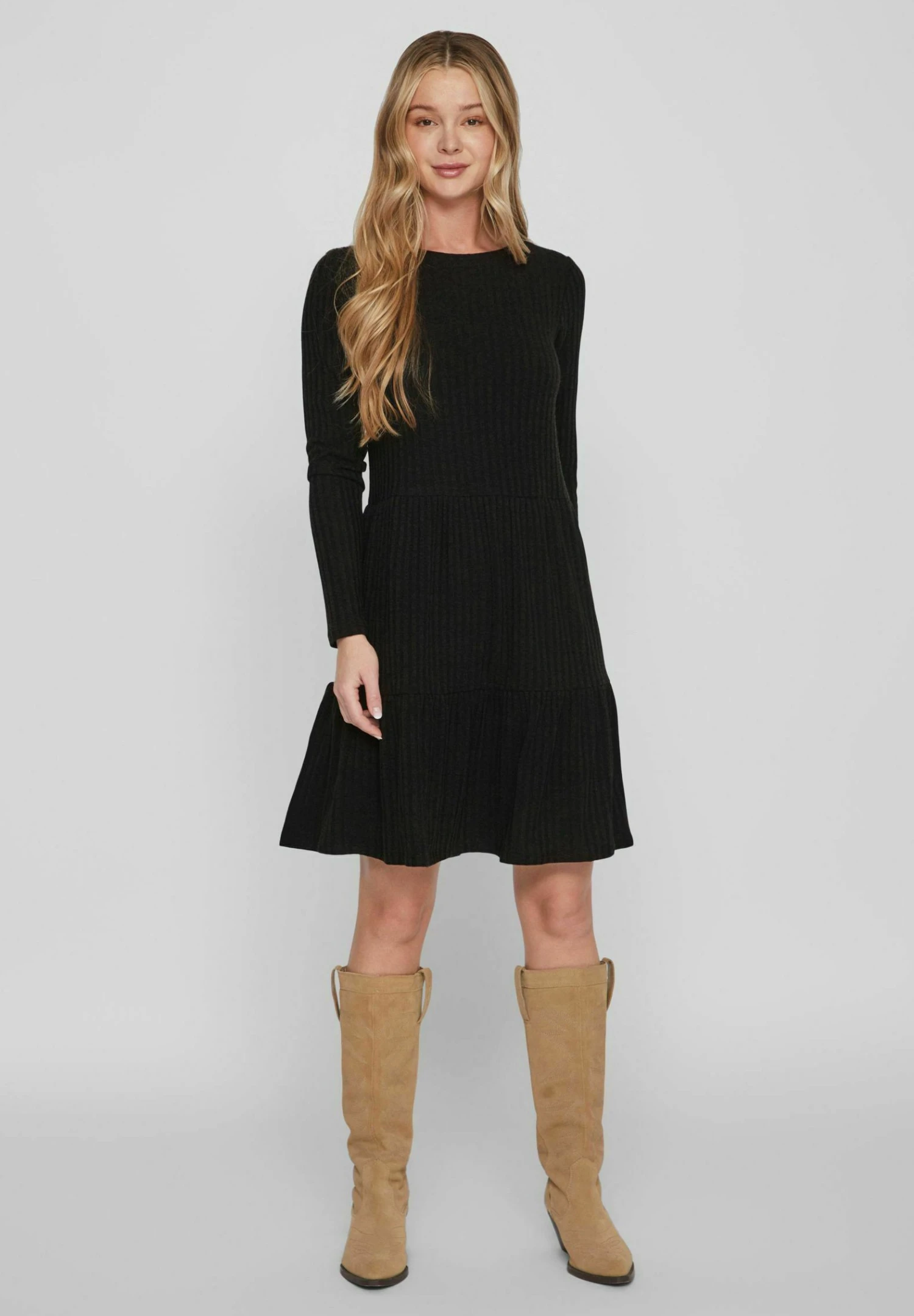 Vila Kurz Langärmeliges - Gebreide Jurk - Black 4 Vila Kurz Langärmeliges - Gebreide Jurk - Black - Afbeelding 2