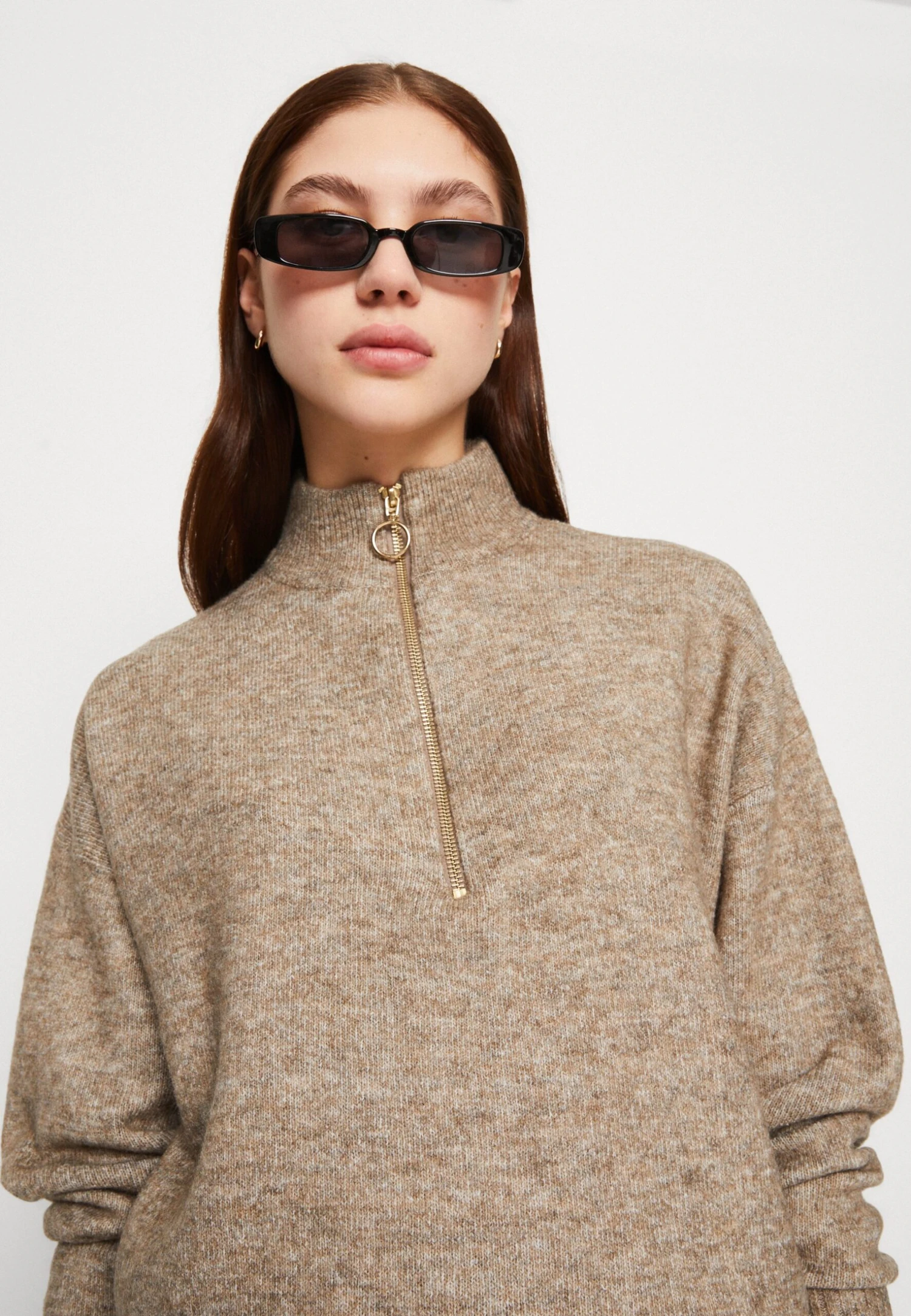 Vila Vimathilda New Zip - Trui - Walnut Melange 6 Vila Vimathilda New Zip - Trui - Walnut Melange - Afbeelding 4