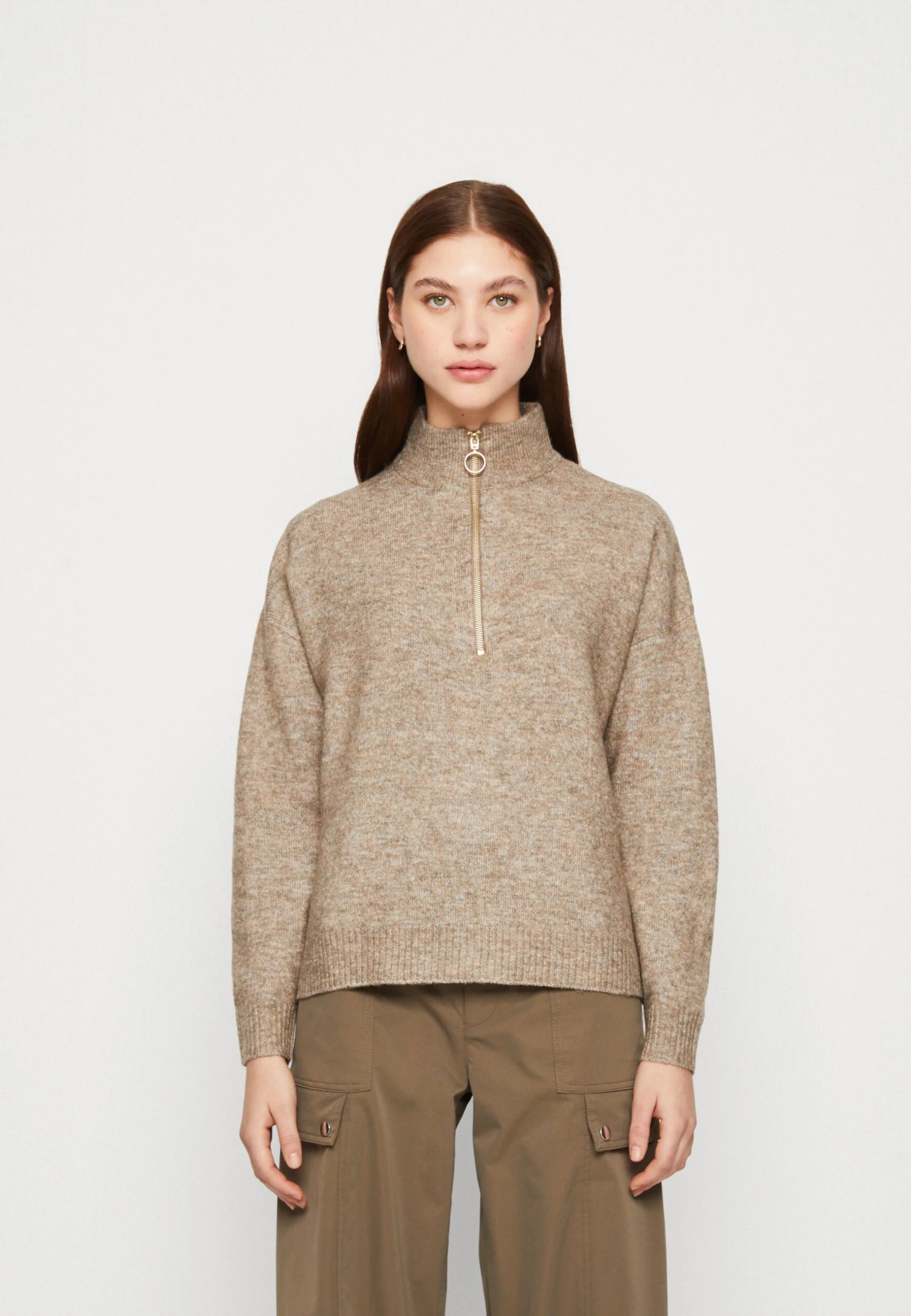 Vila Vimathilda New Zip - Trui - Walnut Melange 3 Vila Vimathilda New Zip - Trui - Walnut Melange