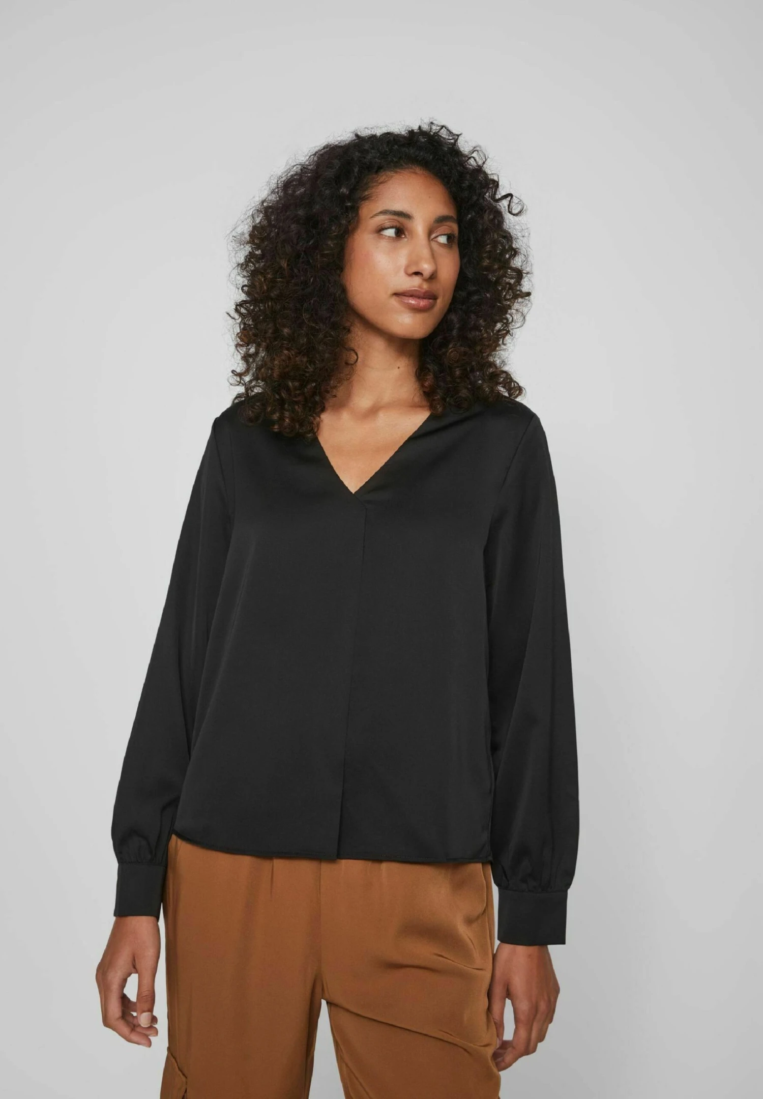 Vila Mit V-Ausschnitt Langärmeliges - Blouse - Black 3 Vila Mit V-Ausschnitt Langärmeliges - Blouse - Black