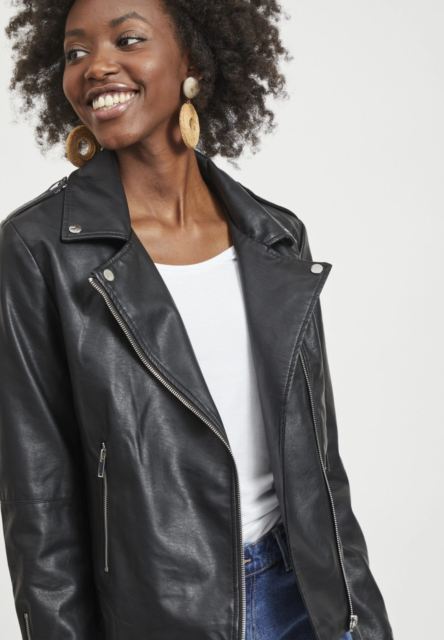 Vila Vicara Jacket - Imitatieleren Jas - Black 7 Vila Vicara Jacket - Imitatieleren Jas - Black - Afbeelding 5