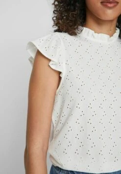 Vila Mit Angeschnittenen Ärmeln Gerüschtes - Blouse - Cloud Dancer -Vila c94315573bea4cc18fad5299b4a4abfa