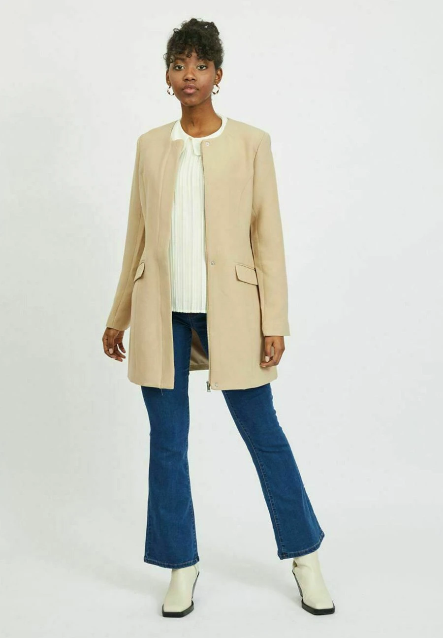 Vila Halflange Jas - Beige 4 Vila Halflange Jas - Beige - Afbeelding 2