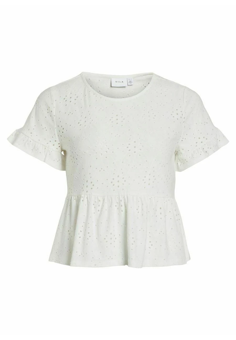 Vila Mit Kurzen Ärmeln Schösschen - T-Shirt Basic - Cloud Dancer 7 Vila Mit Kurzen Ärmeln Schösschen - T-Shirt Basic - Cloud Dancer - Afbeelding 5