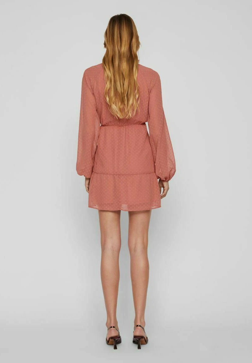 Vila Mit Langen Ärmeln Gepunktetes - Jurk - Brick Dust 5 Vila Mit Langen Ärmeln Gepunktetes - Jurk - Brick Dust - Afbeelding 3