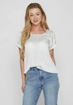 Vila Mit Kurzen Ärmeln Rundhals - Blouse - Snow White