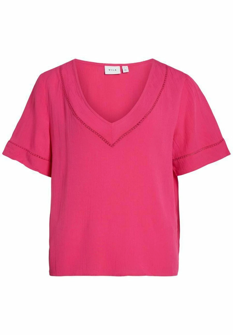 Vila Mit V-Ausschnitt Kurzärmeliges - T-Shirt Basic - Pink Yarrow 7 Vila Mit V-Ausschnitt Kurzärmeliges - T-Shirt Basic - Pink Yarrow - Afbeelding 5