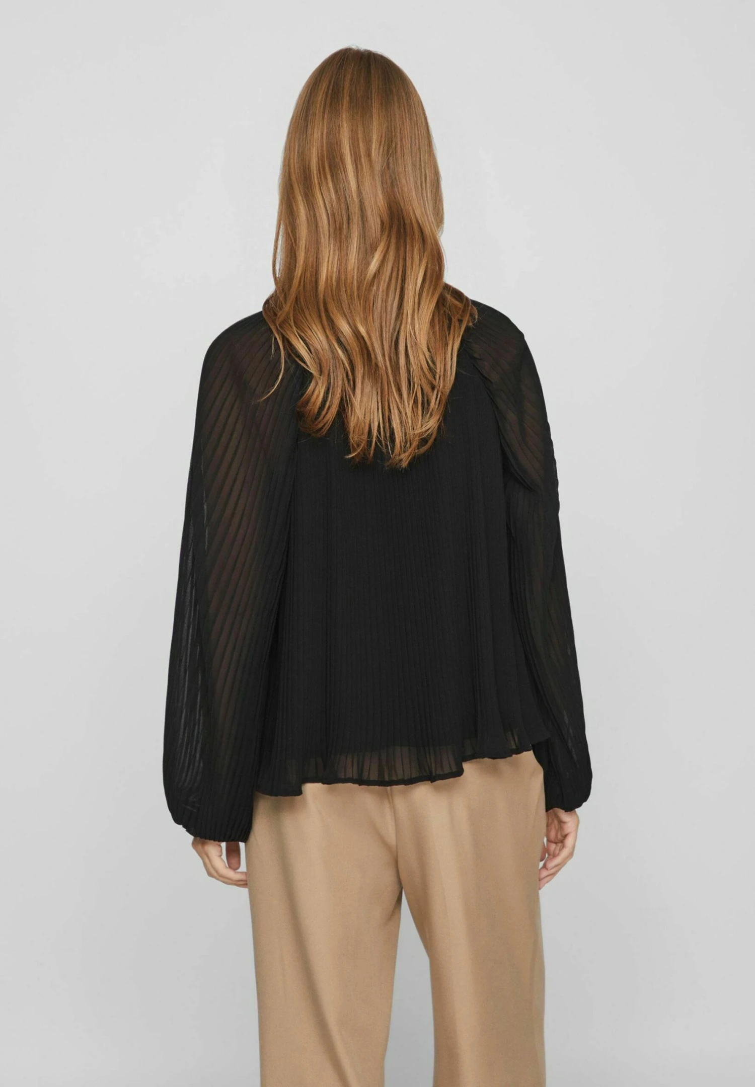 Vila Langarm Plissiertes - Blouse - Black 5 Vila Langarm Plissiertes - Blouse - Black - Afbeelding 3