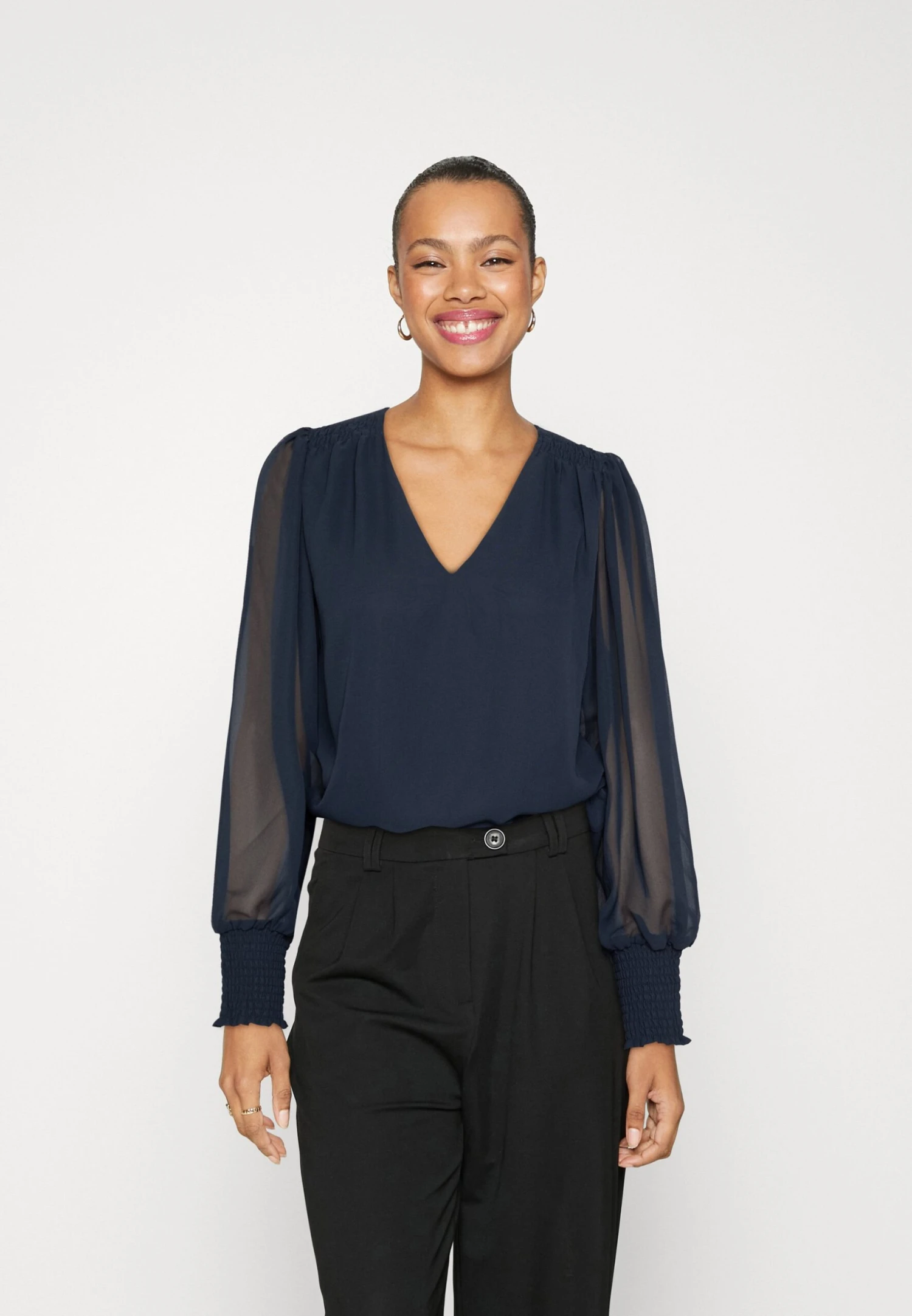 Vila Viuna V Neck - Blouse - Navy Blazer 3 Vila Viuna V Neck - Blouse - Navy Blazer