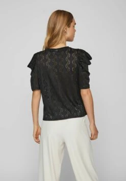 Vila Mit Kurzen Ärmeln Detailreiches - Blouse - Black -Vila e53fcace8e294b559ec0c9d64bbf6fe3