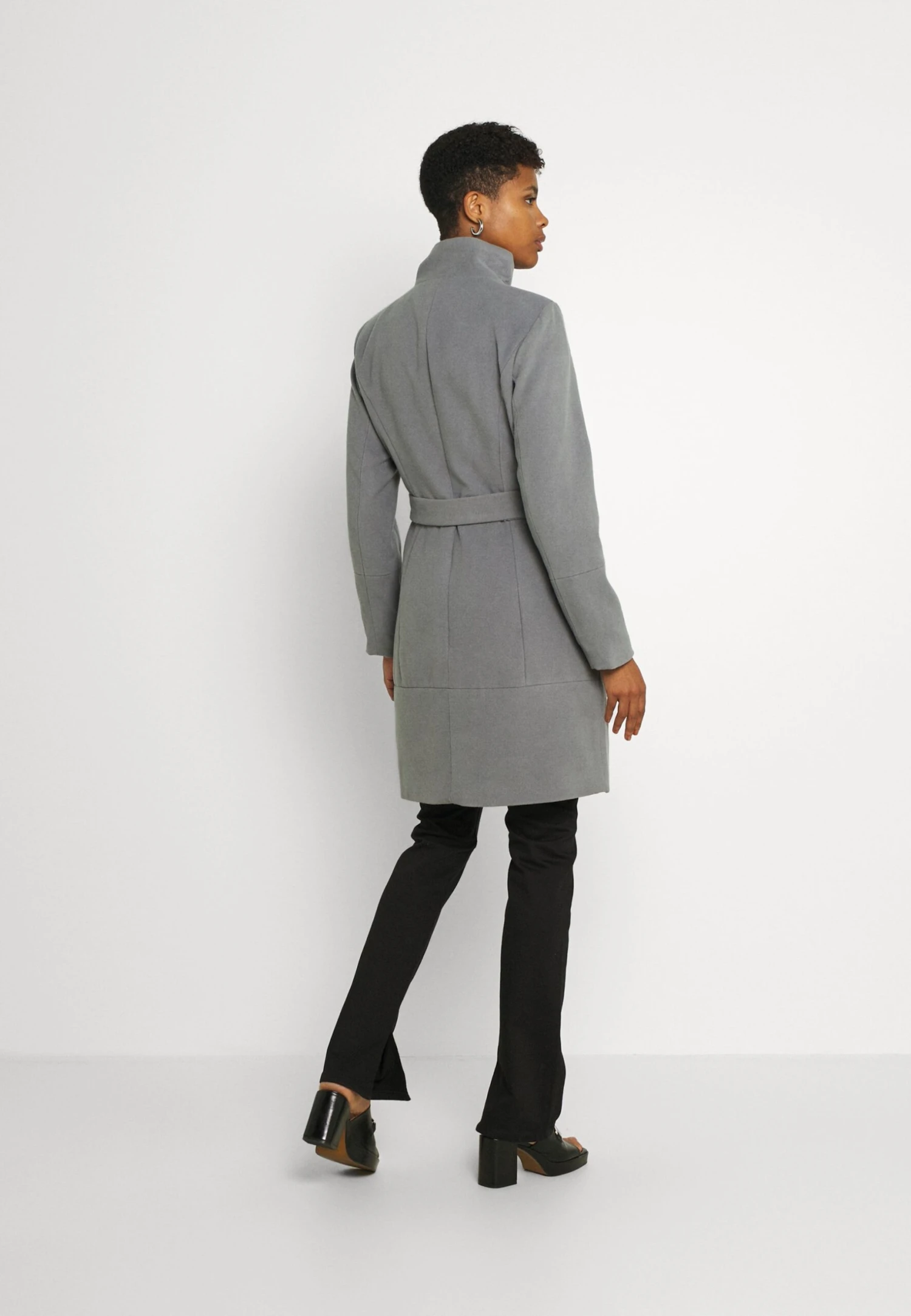Vila Vipoku High Neck Coat - Mantel - Mottled Grey 5 Vila Vipoku High Neck Coat - Mantel - Mottled Grey - Afbeelding 3