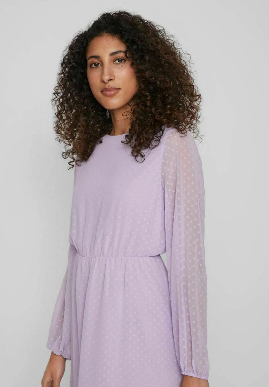 Vila Mit Langen Ärmeln Gepunktetes - Jurk - Pastel Lilac 6 Vila Mit Langen Ärmeln Gepunktetes - Jurk - Pastel Lilac - Afbeelding 4