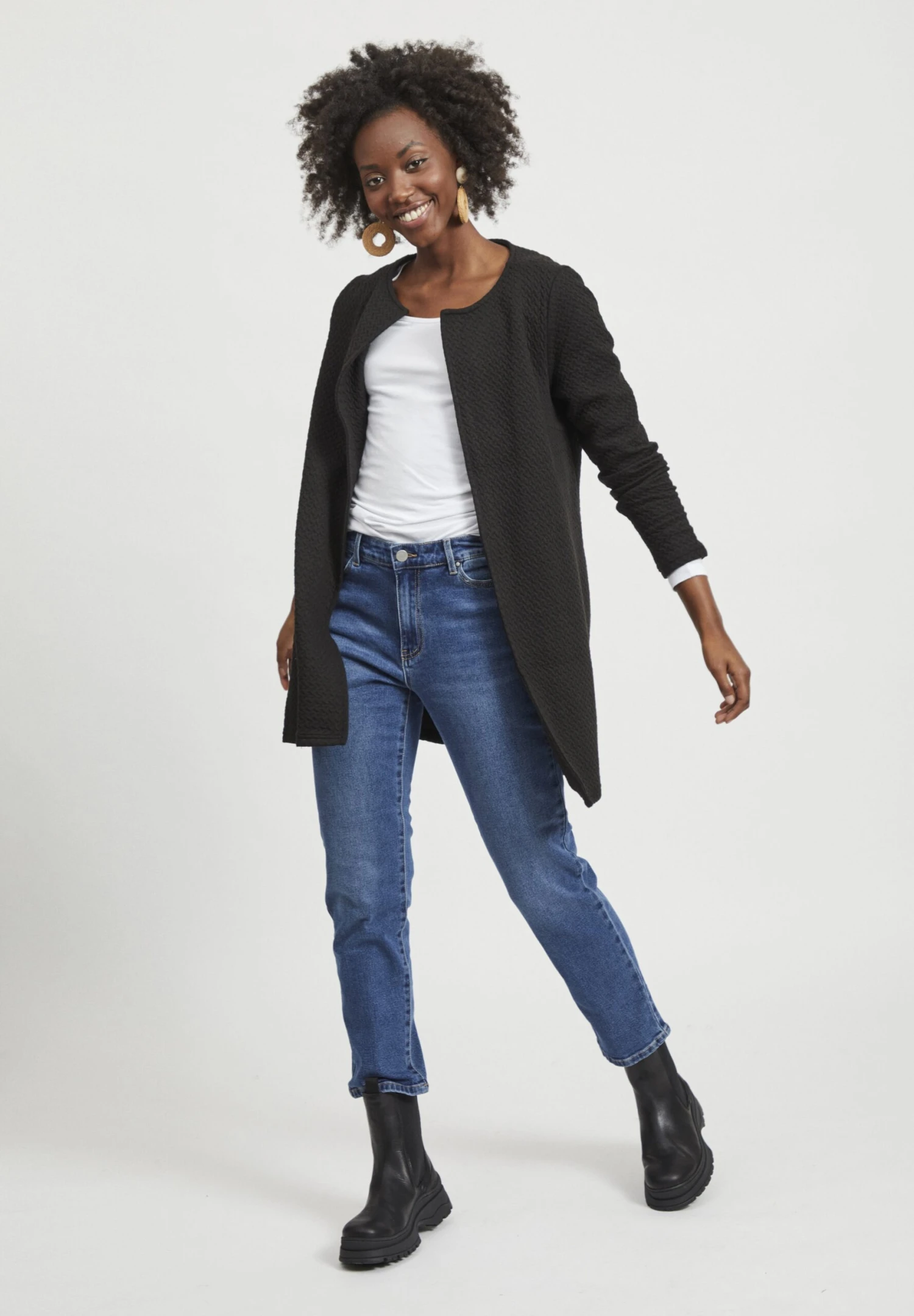 Vila Vinaja New Long Jacket - Vest - Black 4 Vila Vinaja New Long Jacket - Vest - Black - Afbeelding 2