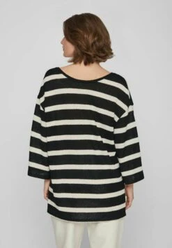 Vila Mit 3/4-Ärmeln Gestreiftes - Trui - Black -Vila eacd44dc93b4431892dfcbfb82366a14