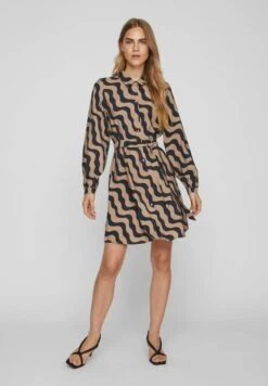 Vila Mit Langen Ärmeln Tie Waist - Blousejurk - Savannah Tan