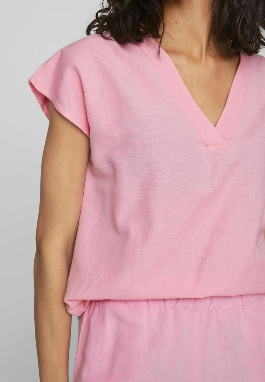 Vila Mit V-Ausschnitt Kurzärmeliges - Blouse - Begonia Pink 7 Vila Mit V-Ausschnitt Kurzärmeliges - Blouse - Begonia Pink - Afbeelding 5