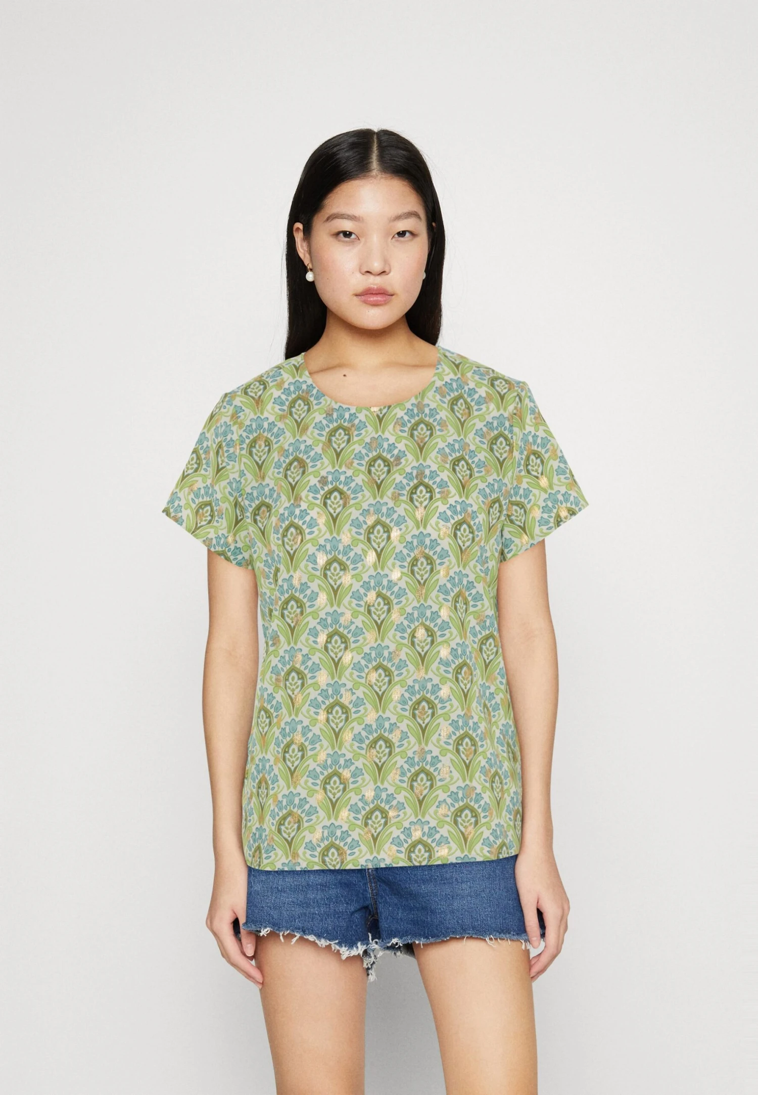 Vila Vizino O-Neck - Blouse - Birch/Green/Blue 3 Vila Vizino O-Neck - Blouse - Birch/Green/Blue