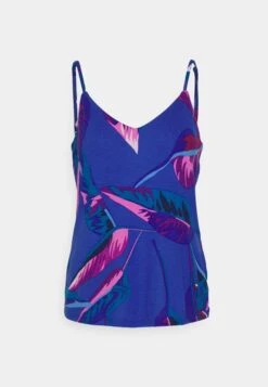 Vila Vikami Cami - Top - Mazarine Blue Aop Pink Leafs