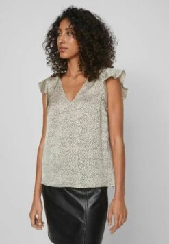 Vila Mit Kurzen Ärmeln Gerüschtes - Blouse - Birch 13 Vila Mit Kurzen Ärmeln Gerüschtes - Blouse - Birch -Vila f53d253ee9f645b297e1b026ba503b52