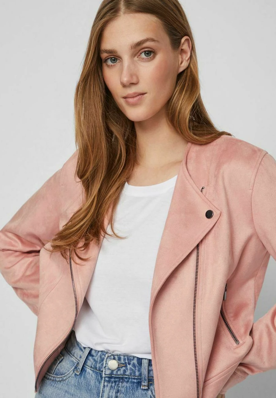 Vila Biker - Imitatieleren Jas - Coral Cloud 6 Vila Biker - Imitatieleren Jas - Coral Cloud - Afbeelding 4